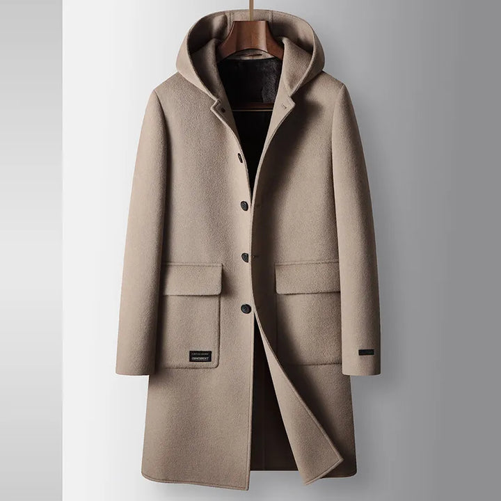 Luciano Hooded Wool Overcoat